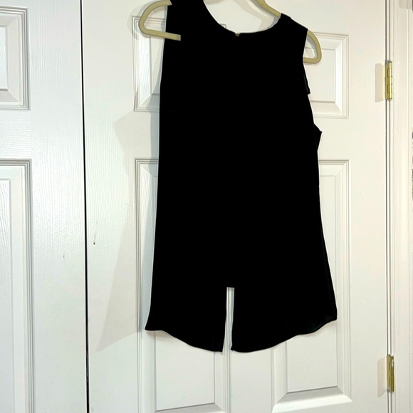Kenneth Cole black ruffle sleeveless  layers flowy work business casual top L - Picture 2 of 10